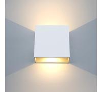 KICAAO Applique Murale LED Extérieure et Intérieure, Blanc Moderne 12W 3000K Lumière Chaude, IP65 Étanche Carrée en Aluminium, 1 Pièce