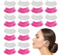 KICHOUSE 200 Capuchons D'oreille Transparents Jetables en Plastique Pe Bande Élastique pour Protection des Oreilles Salons de Coiffure