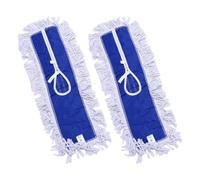 KICHOUSE 2pcs Chiffon de Nettoyage en Coton pour Balai à Franges Bleu, Accessoires de Remplacement pour Tête de Balai, Haute Absorption pour Nettoyage des Coins et Plafond
