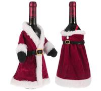 KICHOUSE 2pcs Housses pour Bouteille de Vin Rouge en Velours Réutilisables et Respirantes pour Décoration de Noël et Fête, Robe de Noël Élégante pour Bouteille