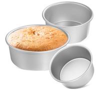 KICHOUSE 3 Pièces Moules Cercle Patisserie Ronds en Aluminium Argenté Bord Roulé Cuisson Facile Gâteaux