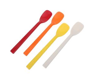 KICHOUSE 4 Pièces Cuillère en Silicone Flexible pour Mélange Silencieux, Spatule Compacte Réutilisable pour Préparation de Café Expresso et Rangement Pratique à Domicile