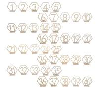 KICHOUSE 40 Numéros de Table Mariage en Bois Beige Recto Verso Hexagonal pour Décoration Rustique de Fête Anniversaire et Réception