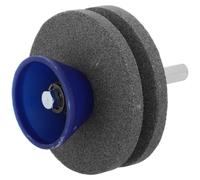 KICHOUSE Affûteur de Lame de Tondeuse à Gazon, Pierre à Aiguiser à Double Couche, 4 Meules, Bleu, Plastique, Acier et Fer Galvanisé, pour Usage Domestique et Industriel