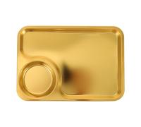 KICHOUSE Assiette de Service en Acier Inoxydable Doré, Facile à Nettoyer et Lisse, pour Barbecue et Apéritifs, Plaque Métallique Polyvalente pour Snacks et Desserts