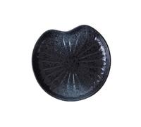 KICHOUSE Assiette en Céramique Élégante Motif Feuille de Lotus Noire, Plateau à Vaisselle pour Fruits et Sushi, Compatible Four et Lave-vaisselle, pour Restaurant