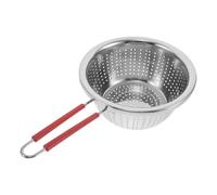KICHOUSE Bol Passoire Perforé en Acier Inoxydable Argenté avec Poignée Longue, Panier Égouttoir Multi-usage pour Pâtes et Ustensiles, Nettoyage Drainage
