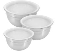 KICHOUSE Bols Mélangeurs Récipient Cuisine Pratique et Polyvalent Lot de 3 en Acier Inoxydable avec Couvercle pour Salade et Aliments, Maison ou L'hôtel