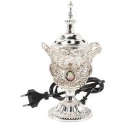 KICHOUSE Brûleur de Parfum Électrique en Fer Argenté, Fiable et Solide, Ornement Rétro Élégant pour Décoration et Présent la Maison