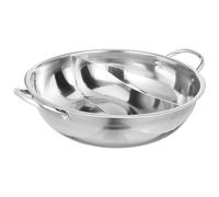 KICHOUSE Casserole à Fond Plat Induction Compatible 34 Cm sans Couvercle Marmite à Ragoût Compartimentée en Acier Inoxydable Pot de Pâtes Double pour Shabu Shabu Usage Domestique
