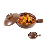 KICHOUSE Casserole en Céramique Traditionnelle à Haute Température Poignée Latérale Petite Marmite Facile à Nettoyer, pour Cuisson Riz et Ragoût