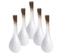 KICHOUSE Cuillères à Soupe Japonaises en Céramique Blanche Design Élégant et Fonction Saine 5pcs pour Ramen et Nouilles Vie Quotidienne