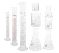 KICHOUSE Ensemble de Verrerie de Laboratoire en Verre 9pcs Béchers Gradués 50-250ml et Fioles Coniques, Résistant Haute Température pour Applications Scientifiques