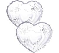 KICHOUSE Lot de 2 Plats en Verre Forme Cœur Motif Rose en Relief, Plateau Décoratif Multifonction pour Bijoux et Fruits, pour Sorties et Fêtes Entre Amis