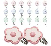 KICHOUSE Lot de 25 Crochets Muraux Décoratifs de Fleur Ps, Crochet Adhésif Multi-usage Petit Format pour Manteaux et Serviettes, Cuisine et Chambre Couleur Aléatoire