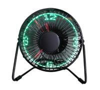 KICHOUSE Mini Ventilateur Horloge USB Portable en Métal Affichage LED et Fonction Fan Personnel, pour Camping et Bureau Prise USB et Interrupteur On/off