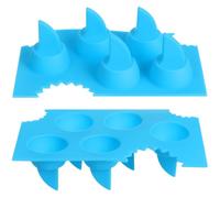 KICHOUSE Moule à Glaçons Requin en Silicone 2pcs Bleu, Facile à Nettoyer, Sûr et Sain, pour DIY et Pâtisserie Forme D'aileron de Requin Originale