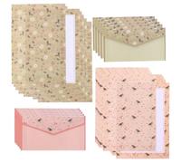 KICHOUSE Papier à Lettres A5 6 Feuilles 3 Enveloppes par Set Ensemble de 90 Pièces Enveloppes Assorties, Motifs Floraux Délicats, 5 Sets Olive Vert et Rose Papier Lisse Correspondance