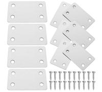 KICHOUSE Plaques de Fixation Plates Lot de 10 avec Vis pour Meubles Équerres d'angle en Acier Inoxydable Argenté Stabilité Maximale, Support Pratique pour Réparations