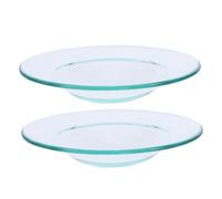 KICHOUSE Plat Chauffe-Cire en Verre Transparent 2 Pièces pour Brûleur à Huile Essentielle et Aromathérapie Usage Maison Soucoupe pour Chauffe-Cire