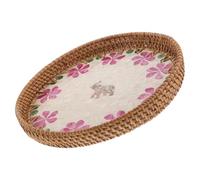 KICHOUSE Plateau de Service Rond Design Européen Élégant Motif Coquillage en Rotin Tressé Panier de Rangement Portable et Respirant pour Fruits et Snacks pour Tables et Réunions
