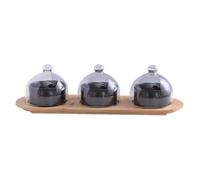 KICHOUSE Plateau de Service Rond pour Présentation de Gâteaux et Collations en Céramique et Verre Cloche, Bol à Dessert Élégant lors d'événements Réutilisable