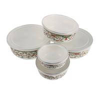 KICHOUSE Set de Bols en Émail Vintage avec Couvercles, Ensemble Emboîtable et Hermétique Lot de 5 Conserve Chaud ou Froid Efficacement Cuisine et Réunions