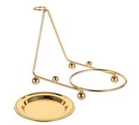 KICHOUSE Support de Rangement et Porte-cuillères pour Tasses et Soucoupes en Fer Doré avec Base Stable, Structure Tripode pour Espace Invité ou Pauses Thé