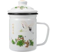 KICHOUSE Tasse Émaillée Vintage Infuseur et Couvercle, Mug Rétro en Émail 700ml en Acier Inoxydable Multifonctionnel pour Bureau et Restaurant