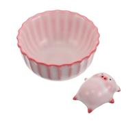 KICHOUSE Tasse en Céramique Décorative de Fleur avec Sculpture de Petit Cochon Soufflant des Bulles, Capacité 120ml, pour Décoration Maison et Bureau