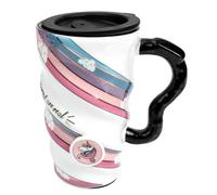 KICHOUSE Tasse en Céramique Licorne avec Couvercle, Modèle Spirale Bleu Clair S, Réutilisable pour Thé et Café, Gobelet à Dessin Animé pour Cuisine et Bureau, 350 Ml Style Plusieurs styles