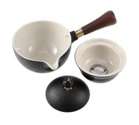 KICHOUSE Théière en Céramique Chinoise, Théière Traditionnelle Chinoise à Poignée Latérale, Noire, Ronde, pour Infusion du Thé, Maison et Bureau