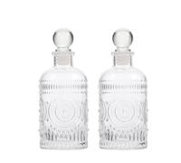Kichvoe 2 Pièces Flacon Diffuseur Parfum Verre 200ml Vintage Décoratif | Verre Transparent, Fond Plat Stable, Petit Col, Couvercle Décoratif, Usage Salle de Bain et Toilette
