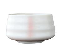 Kichvoe Bol à Matcha Japonerie en Céramique Blanc, Design Traditionnel Simple, Pratique Rayures, pour Cérémonie Thé