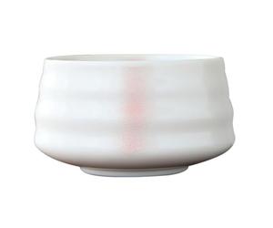 Kichvoe Bol à Matcha Japonerie en Céramique Blanc, Design Traditionnel Simple, Pratique Rayures, pour Cérémonie Thé