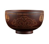 Kichvoe Bol à Motifs Sculptés en Bois Bol à Découper de Style Ethnique Marron avec Bords et Coins Adoucis pour Riz Soupe ou Nouilles à la Maison ou au Restaurant