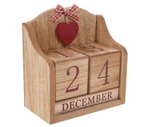 Kichvoe Calendrier Perpétuel en Cubes de Bois Rouge Impression, Blocs Date et Mois Réutilisables pour Décoration de Bureau et Maison, Accessoire Solide en Matériaux Spéciaux