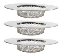 Kichvoe Couvercle de Drain Évier en Acier Inoxydable Argenté 3pcs Œillets Creux Anti-blocage, Filtre Récupérateur de Cheveux Cuisine et Balcon