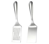 Kichvoe Ensemble de 2 spatules en acier inoxydable, comprenant une spatule métallique et une ajourée, idéales pour griller, retourner hamburgers, crêpes et poissons. Ustensiles de cuisine.