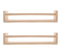 Kichvoe Khaki Étagère Murale Flottante en Bois 2 Pièces | Installation Simple, Lignes Épurées, Effet Visuel Moderne, Rangement Polyvalent pour Toilettes, Peignes, Café et Restaurant