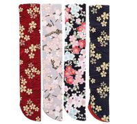 Kichvoe Lot de 4 Pochettes en Tissu de Soie pour Éventail Pliant, Housses Légères et Portatives, Motifs Petits Fleurs Multicolores pour Rangement et Protection Quotidienne