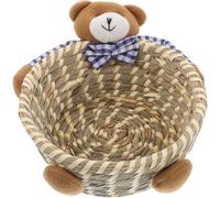 Kichvoe Panier de Rangement Grand Format en Corde Tressée Bleu Panier à Jouets Ours pour Chambre D'garçon et Filles en Osier Naturel pour Jouets et Vêtements