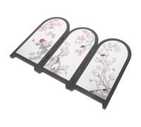 Kichvoe Paravent Pliant Chinois 33x23 Cm à 3 Panneaux en PVC Mousse et Acrylique Miroir Réfléchissant, Décoration Traditionnelle pour Bureau et Studio Feng Shui