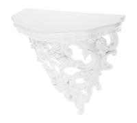 Kichvoe Petite Étagère Murale Flottante Rétro en Résine Blanche Sculptée | Rangement Compact pour Petites Décorations et Plantes Succulentes, Bureau ou Couloir, Finition Détaillée