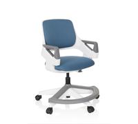 HJH Office Chaise pivotante KID FLEX pour enfants – repose-pieds et dossier réglables – gris bleu