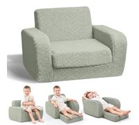 KidBloom 3 in 1 Fauteuil Enfant, Vert Canape Enfant en Tissu Sherpa, Meuble Enfants pour Garçons