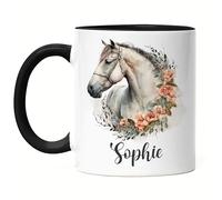 Kiddle-Design Tasse Noire Chevaux Personnalisée Fille - Tasse Enfant avec nom Motif Poney