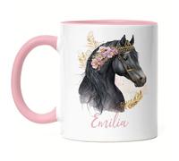 Kiddle-Design Tasse Rose Chevaux Personnalisée Fille Tasse Enfant Enfant Poney Fille Cheval Cadeau Tasse avec nom Motif Cheval