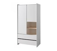 KIDDY Armoire 2 portes 2 tiroirs pin massif laqué blanc