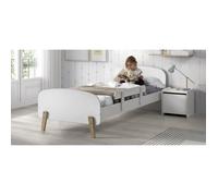 Vipack Lit simple Kiddy 90x200 cm – sommier à lattes, chevet, barrière de sécurité, MDF laqué blanc